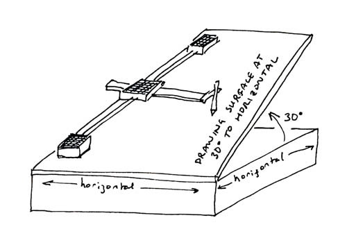 AxiDraw on a tilted drawing surface